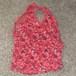 floral tank top that ties at the neck